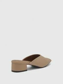 CUCCOO BIZCHIC Apricot Closed Toe Chunky Heel Mules, Simple & Versatile Work Commute Shoes Summer Shoes - Apricot - View 9