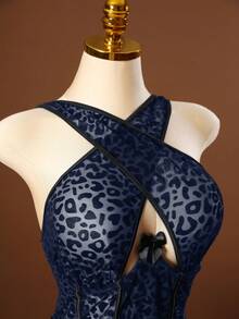SHEIN 3pcs Plus Size Sexy Lingerie Set With Underwire - Navy Blue - View 5