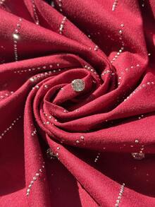 Resyla 镶钻时尚简约翻领修身T恤，送朋友的礼物 - 酒紅色 - 查看 6