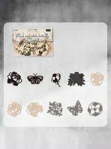 1 Set Of 4 Pcs Floral Shadow Cutout Hand-Drawn Journal Stickers Material Paper - Retro DIY Collage Non-Adhesive Hand-Drawn Journal Stickers - Flower shadow tracing hollowed out - View 10
