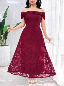 Feyla Đầm nữ màu trơn, kiểu dáng thanh lịch, trễ vai, ôm sát. - Màu Đỏ Sâu - Xem 5