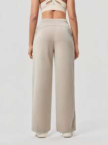OutZeal Women Sweat Pants Gym Workout Wide Leg Side Pocket Active Bottoms - Beige - View 7