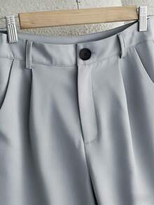 Franclia Petite 女士纯色褶裥阔腿宽松休闲裤 - 淺灰色 - 查看 3