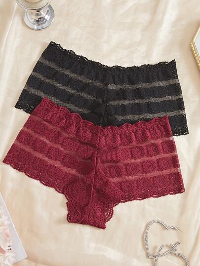 2条/包 女士纯色蕾丝性感三角裤