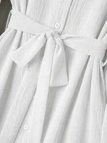 Rusticease 女士立领蝴蝶印花单排扣长袖上衣和阔腿裤休闲两件套 - 白色 - 查看 4