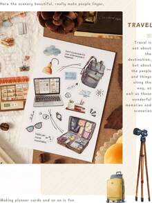 2 Sets Of 8 Pcs Travel Series Sticker Scrapbooking Supplies For Junk Journal - various - View 13