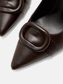 CUCCOO CURVES Plus Size Wide Fit Fashion Pointed Toe High Heel Pumps Spring Shoes Spring Break Easter - Coffee Brown - View 8