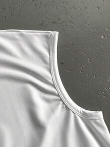 StoneGrade Men's Solid Color Drawstring Hooded Loose Casual Tank Top - White - View 5