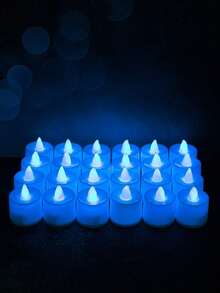 1 Set - 24 PCS Blue Light Atmosphere Layout Electronic LED Small Candles Simulation Round Small Tealights Including Button Batteries Multi-Color Optional Halloween,Spooky,Autumn,Festival,Holiday ,Winter,Holiday,Festival,Room Decor,Gifts,Home Decor,Candle Warmer,Led Candles,Fake CandlesCandle Lights Birthday Graduation - 藍光 - 查看 12