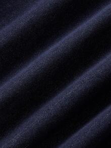 MOTF PREMIUM WOMEN'S SPRING/SUMMER NATURAL ASYMMETRIC A-LINE HOLLOW OUT EMBROIDERED MIDI DENIM DRESS - Navy Blue - View 5