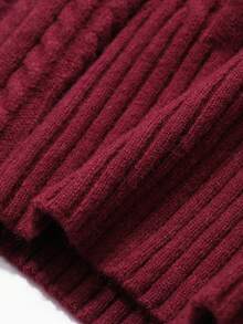 DAZY Women's V-Neck Short Cable Knit Slim Fit Pullover Sweater,Fall Women Clothes - Burgundy - View 8