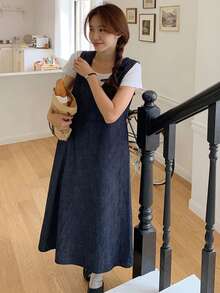 DAZY Sleeveless Denim Dress For Women, Atmospheric Styling, High-End Feel - Blue - View 3