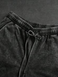 SLATEMANN Bộ đồ nam thường ngày phong cách đường phố gồm áo thun ngắn tay in chữ và quần short cạp chun, thích hợp cho mùa hè. - màu đen - Xem 3