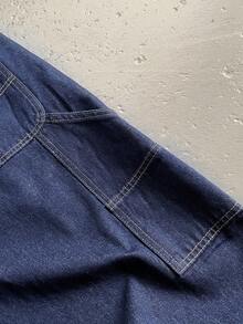 StoneGrade 男式侧袋阔腿宽松牛仔工装裤 - 深色水洗藍 - 查看 7