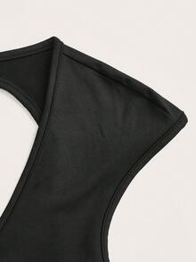 Slaydiva 早春新款、春夏音乐节、情人节、复活节休闲风、简约基础款、Y2K街头风、甜美流行风、邮轮度假、日常约会、辣妹风、性感派对、深V领、遮袖、露背短款T恤+鱼尾裙、荷叶边裙、中长裙、修身裙、黑色半身裙套装、女士两件套 -A - 黑色 - 查看 5