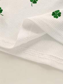 Resyla Clover Pattern Embroidered Contrast Color Round Neck Cropped Tank Top For Women - White - View 5