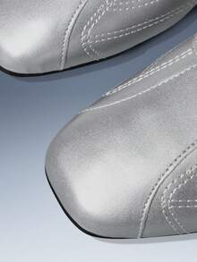 CUCCOO GRLICON Women's Casual Lace-Up Flat Loafers For Daily Wear - Silver - View 5