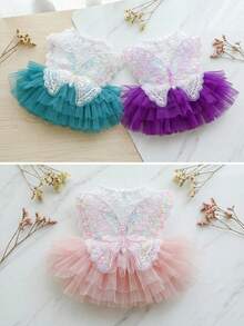 PETSIN 1件宠物蝴蝶仙女裙，小型犬/猫/狗通用服装，宠物公主风春季服装 - 彩色 - 查看 14