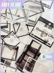 [拍摄生活系列] 1 包/20 张黑白胶片摄影相框 DIY 贴纸情人节、情人节婚礼、生日 - 黑與白 - 查看 1