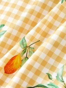 SHEIN MOD 大码休闲复古宫廷风喇叭长裙，毕业礼服，束腰连衣裙 - 黃色 - 查看 4