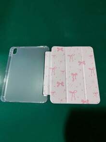 精致可爱的卡通粉色蝴蝶结扁平外壳，防震耐用，带笔槽，支持睡眠/唤醒功能 - 彩色 - 查看 5