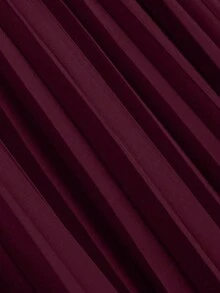 GlowEve CURVE 女士加大码金色纽扣装饰西装外套+百褶裙，优雅日常通勤百搭简约时尚黄色两件套 - 中紫紅色 - 查看 4