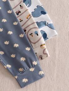 6件套男婴蓝色和卡其色汽车和大象印花长袖睡衣套装 - 彩色 - 查看 7