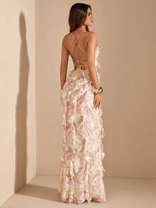 SHEIN BAE Đầm maxi dệt kim ôm sát, bất đối xứng vai, màu mơ, thanh lịch, duyên dáng, đầm dài mùa hè, đầm dạ hội sang trọng, đầm nghỉ dưỡng bãi biển. - Màu be - Xem 7