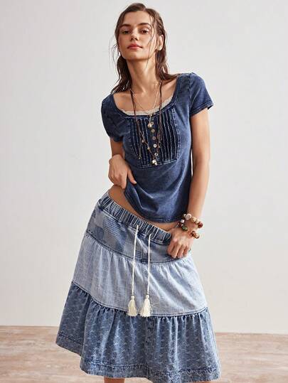 Bohemela 女士休闲纯色圆领短袖T恤