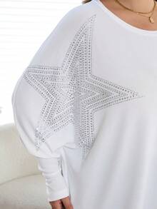 SHEIN CURVE+ Curve 尺码 US22 音乐节、海滨度假、波西米亚风印花黑色T恤、性感黑色T恤、万圣节 - 白色 - 查看 7