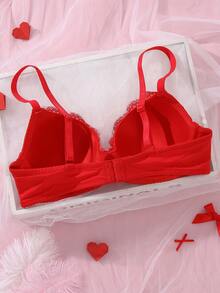 1pc Sexy Lace Simple Gather Lift Small Bust Underwire Bra - Multicolor - View 2