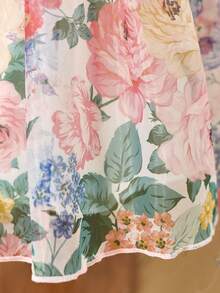 SHEIN Girls Ditsy Floral Dress, Children's Fashionable Princess Dress, Baby Summer Dress, Little Girl Summer Dress - Green - View 7