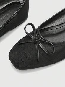 CUCCOO BIZCHIC Sepatu Loafer Datar Minimalis Kasual Serbaguna Wanita dengan Dekorasi Pita untuk Natal dan Musim Semi. - Jala hitam malam yang tenang - View 9