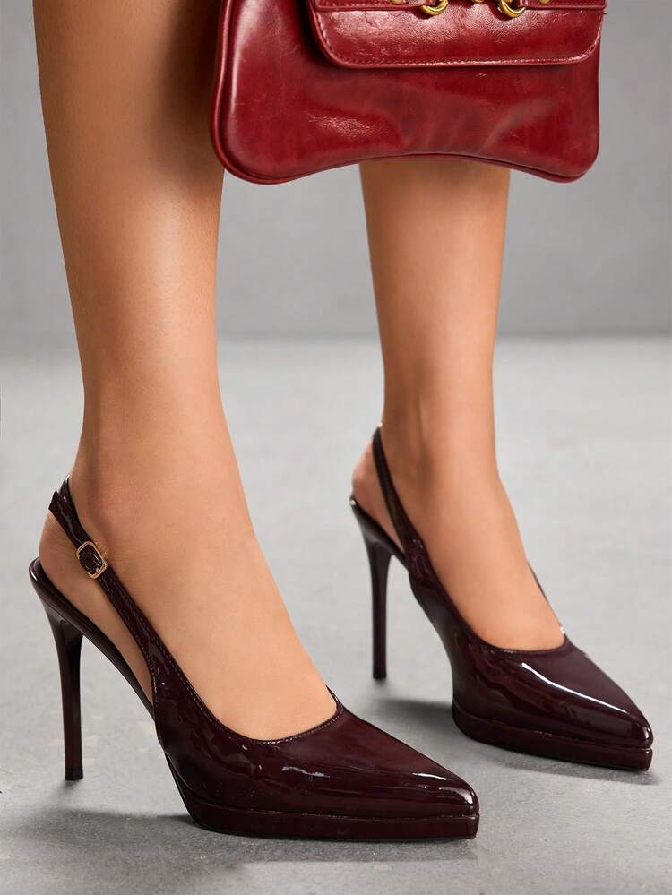 CUCCOO SZL Women Shoes Women's Pointed Thin High Heels Brown Heightening Water Platform Women's High Heels Shoes Slingback Shoes Wedding Party Banquet Nightclub Stylish Simple High Heels Women's Shoes Valentine's Day