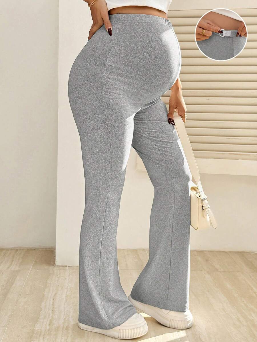 SHEIN Maternity Clothes Maternity Pants Summer Pregnant Clothes Gray Maternity Pants Comfortable,  Soft, Casual - Grey - View 1