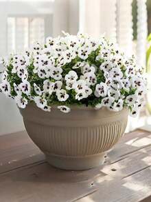 8 pièces Fleurs artificielles résistantes aux UV, orchidées et pensées réalistes en soie pour la décoration extérieure de la maison, du jardin, du patio, de la véranda. Cadeau de pendaison de crémaillère. - Blanc - Voir 7