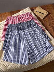 3pcs/Set Striped & Plaid Print Comfortable Casual Men's Harem Pants - Multicolor - View 2