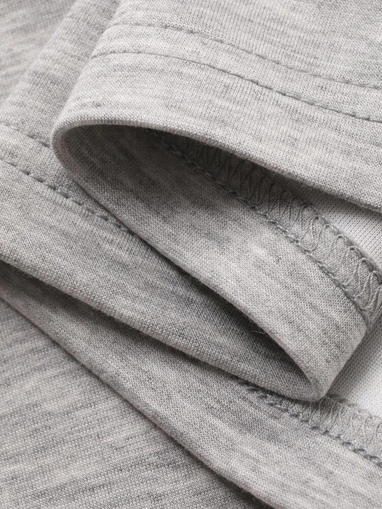 Sports Style Loose Contrast Color Hoodie And Mini Skirt Set, Women Casual Homewear