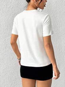 INAWLY Camiseta de mujer de cuello redondo y manga corta con un estampado divertido. Con su clásico cuello redondo y mangas cortas, es versátil y práctica, adecuada para el uso diario, los desplazamientos y las vacaciones. También es un gran regalo para familiares y amigos. - Multicolor - Ver 2