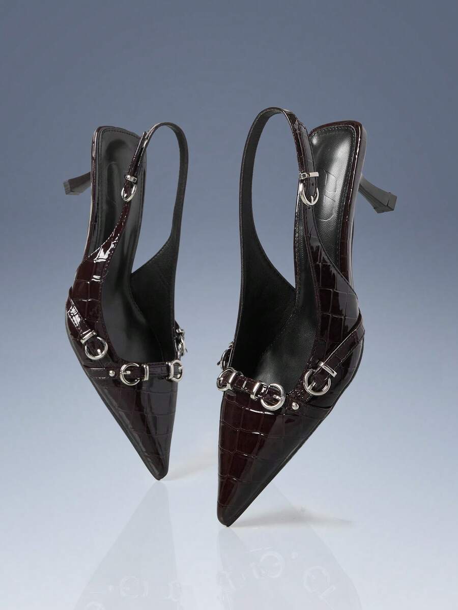 CUCCOO GRLICON 时尚尖头细高跟派对女鞋 - 咖啡棕 - 查看 1