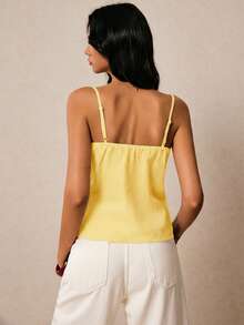 Women's Solid Color Minimalist Camisole Yellow Summer Top Yellow ...
