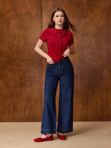 MOTF WOMEN ELEGANT VERSATILE COMMUTING VELVET FLORAL EMBROIDERY BUCKLE STRAP FLATS VALENTINE'S DAY SPRING SHOES - Red - View 9