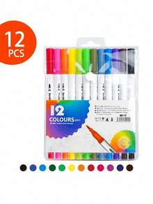 SHEIN Bộ bút dạ hai đầu 120/100/80/60/48/36/24/12 chiếc, Bộ bút dạ đầu mềm có thể giặt được, Nhiều mẫu mã để lựa chọn, Giấy vẽ không thấm nước, Bộ sưu tập nghệ thuật, Bút vẽ Graffiti, Bộ bút dạ màu nước, Bút màu dung lượng lớn chống nước, Quà tặng hoàn hảo, Bút dạ - Nhiều màu - Xem 10
