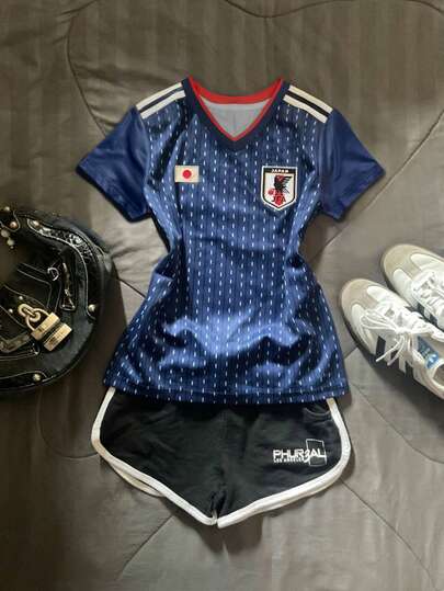 Glimmora Women's Striped Print Casual V-Neck Fitted Short Sleeve T-Shirt