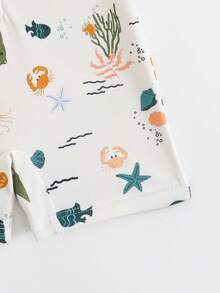 SHEIN Playful Pals Áo bơi dài tay, khóa kéo nửa thân trước, in hình sinh vật biển dành cho bé trai. - Nhiều màu - Xem 7