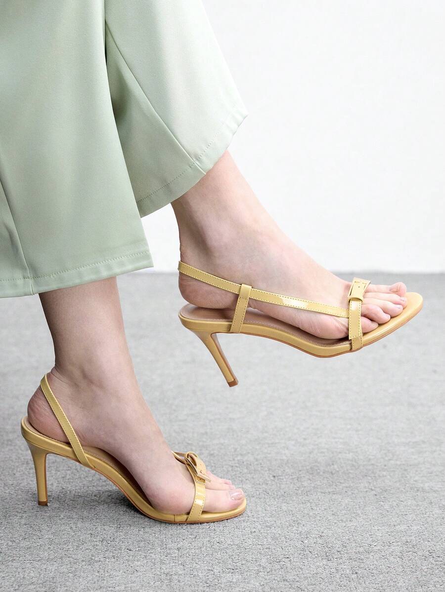 CUCCOO BIZCHIC 女士棕色简约圆头细跟中跟优雅休闲舒适一脚蹬鞋,适合工作、通勤、约会、派对、正式场合。 - 淺黃色 - 查看 1