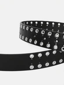 Maija Hollow Rivet Belt - Black - View 3