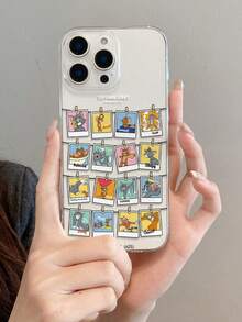 TOM & JERRY X SHEIN 猫和老鼠透明极简软壳卡通系列手机壳，兼容iPhone 17/13/14/15/16 Pro，原创手绘软壳，防摔设计，节日送给女朋友的礼物 - 彩色 - 查看 4