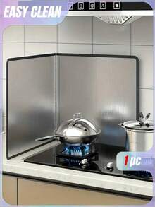 SHEIN 1PC Stainless Steel Kitchen Oil Splash Guard - Metal Anti Splatter Shield Guard - Stove Heat Insulation Baffle - Nonstick Oil Baffle Plate - Kitchen Cooking Gadgets - Multicolor - View 2