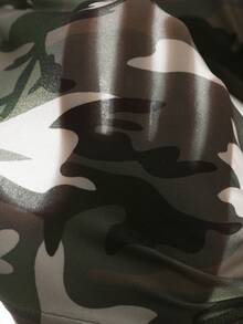 Tween Girls' Camouflage Letter Print Round Neck Short Sleeve T-Shirt - Army Green - View 9